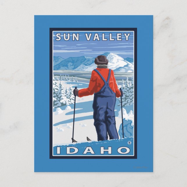 Skier Admiring - Sun Valley, Idaho Postcard (Front)