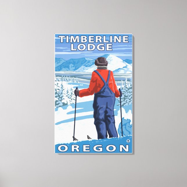 Skier Admiring - Timberline Lodge, Oregon Canvas Print (Front)