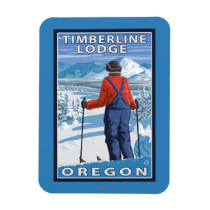 Skier Admiring - Timberline Lodge, Oregon Magnet
