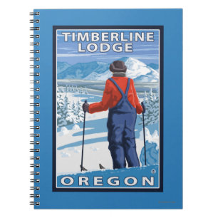 Skier Admiring - Timberline Lodge, Oregon Notebook