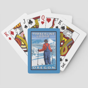 Skier Admiring - Timberline Lodge, Oregon Playing Cards