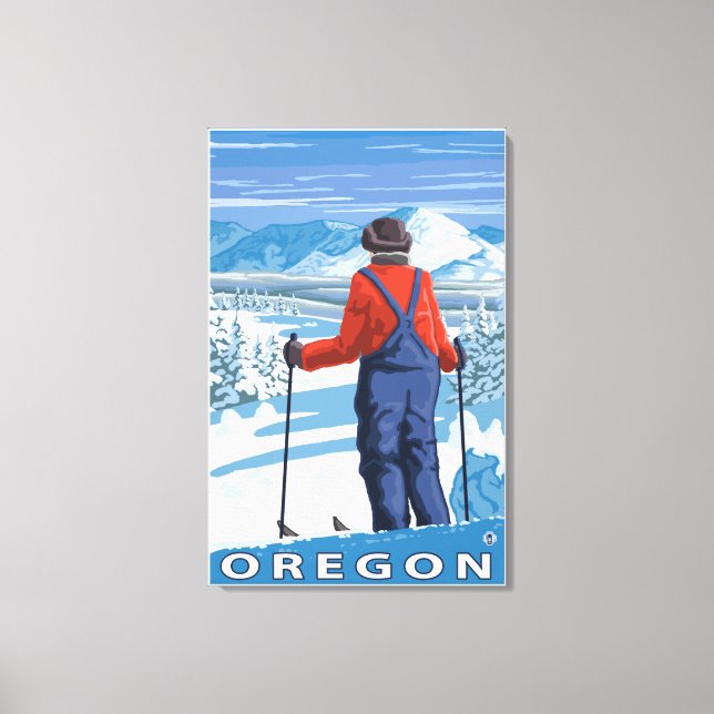 Skier Admiring- Vintage Travel Poster Canvas Print (Front)