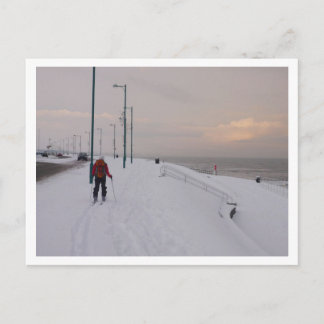 Skier by the Beach Postcard