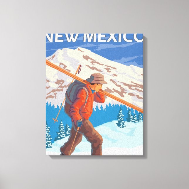 Skier Carrying SkisNew Mexico Canvas Print (Front)