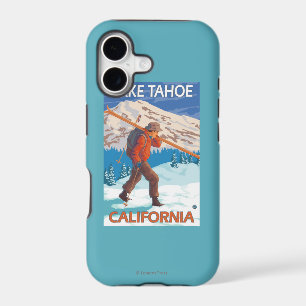 Skier Carrying Snow Skis - Lake Tahoe, Californi