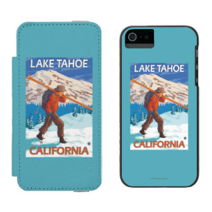 Skier Carrying Snow Skis - Lake Tahoe, Californi Incipio Watson™ iPhone 5 Wallet Case