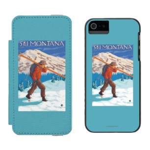 Skier Carrying Snow Skis - Montana Incipio Watson™ iPhone 5 Wallet Case
