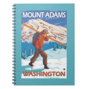 Skier Carrying Snow Skis - Mount Adams, WA Notebook
