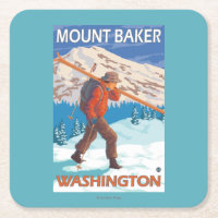 Skier Carrying Snow Skis - Mount Baker, WA