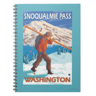 Skier Carrying Snow Skis - Snoqualmie Pass, WA Notebook