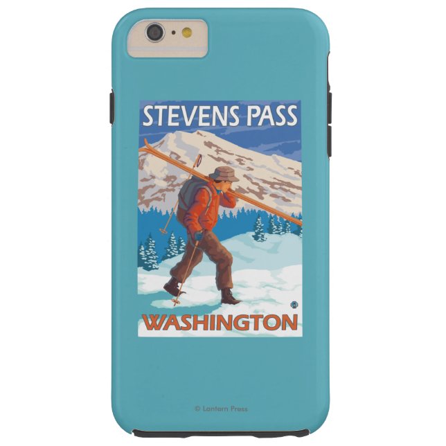 Skier Carrying Snow Skis - Stevens Pass, WA Case-Mate iPhone Case (Back)