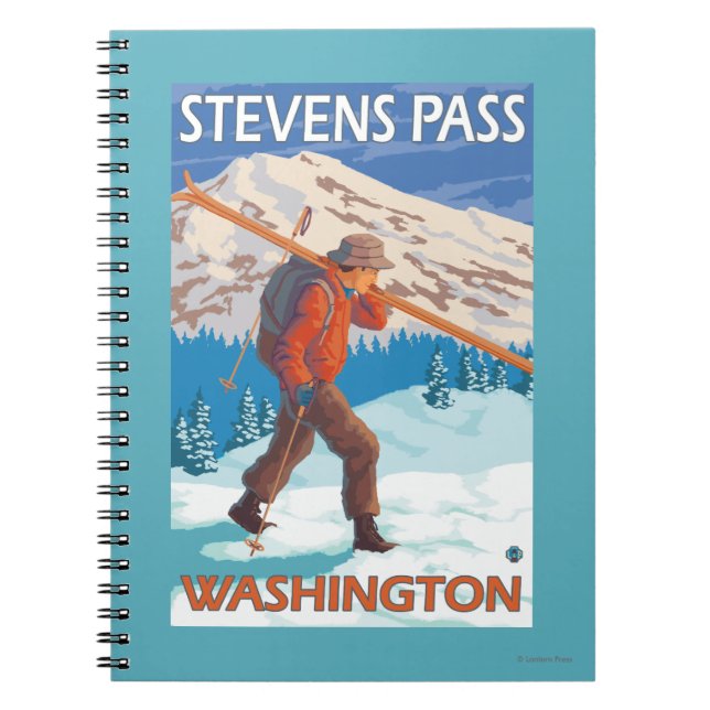Skier Carrying Snow Skis - Stevens Pass, WA Notebook (Front)