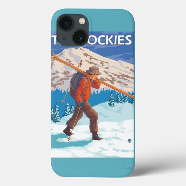 Skier Carrying Snow Skis - The Rockies Case-Mate iPhone Case (Back)
