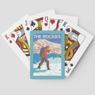Skier Carrying Snow Skis - The Rockies Playing Cards