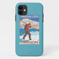 Skier Carrying Snow Skis - Timberline Lodge, OR