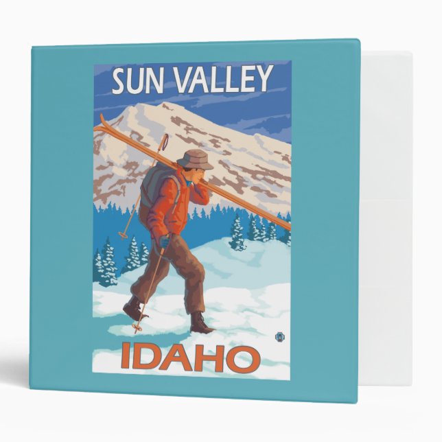 Skier Carrying Snow Skis- Vintage Travel 2 Binder (Front/Inside)