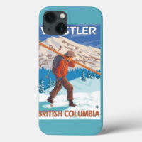 Skier Carrying Snow Skis - Whistler, BC Canada