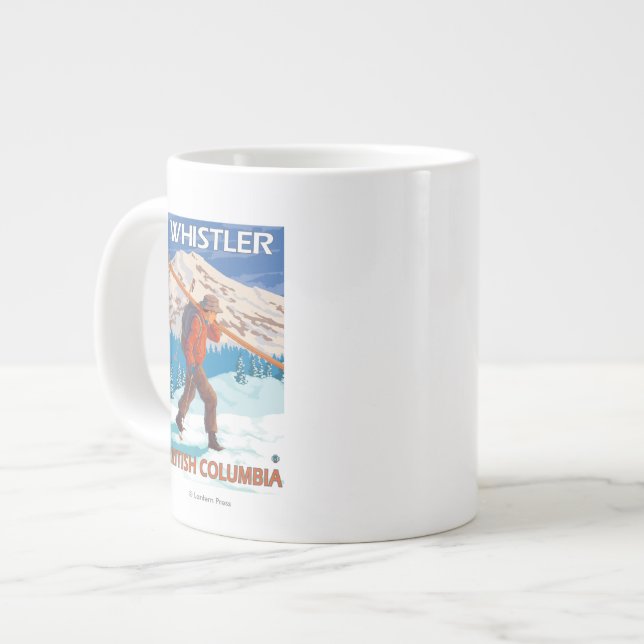 Skier Carrying Snow Skis - Whistler, BC Canada Large Coffee Mug (Front Left)