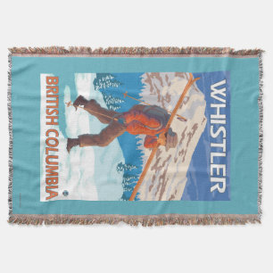 Skier Carrying Snow Skis - Whistler, BC Canada Throw Blanket