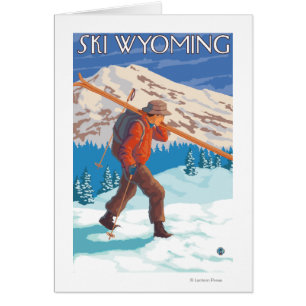 Skier Carrying Snow Skis - Wyoming
