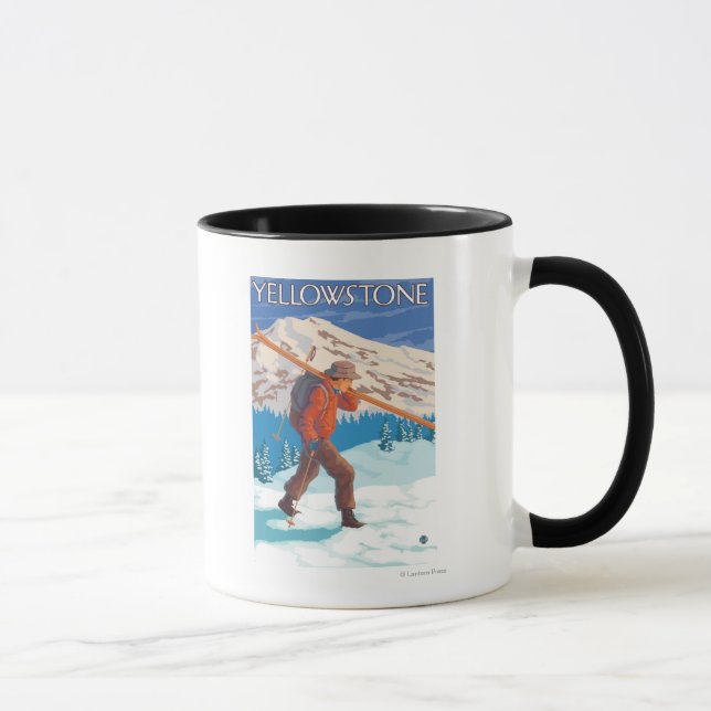 Skier Carrying Snow Skis - Yellowstone Nat'l Mug (Right)
