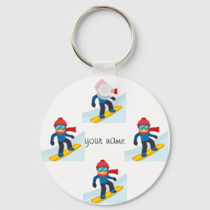 Skier Emoji  and '' Your Name Here " Keychain