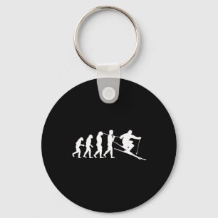 Skier Evolution Ski Skiing Gift Winter Sport Keychain