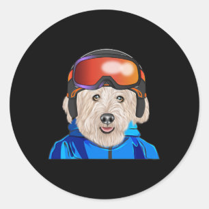 Skier Glen Of Imaal Terrier Snowboarding Pocket  Classic Round Sticker