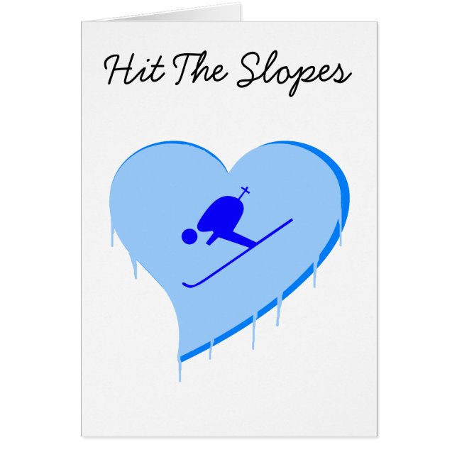 Skier Ice Heart, Hit The Slopes Card (Front)
