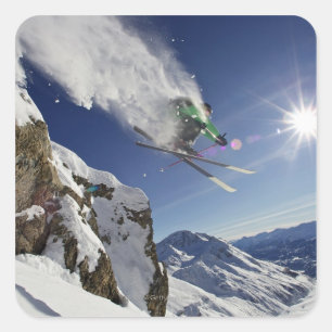 Skier in Midair Square Sticker