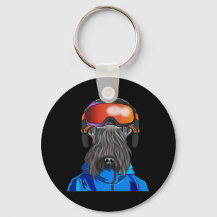 Skier Kerry Blue Terrier Snowboarding Pocket Keychain