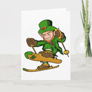 Skier Leprechaun St. Patrick's Day Skiing  Card