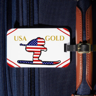 SKIER LUGGAGE TAG