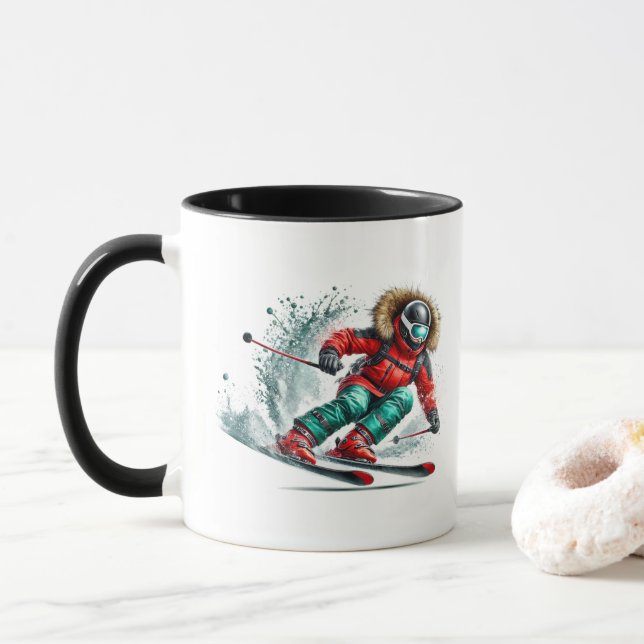 Skier  mug (With Donut)