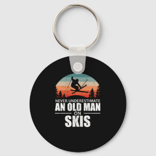 Skier Never Underestimate An Old Man On Skis Keychain