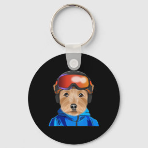Skier Norfolk Terrier Snowboarding Dog Keychain