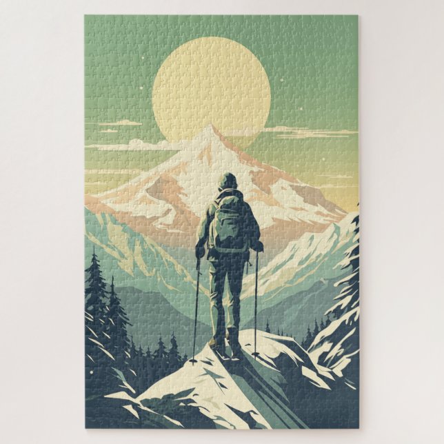 Skier On Top Of The Mountain Jigsaw Puzzle (Vertical)