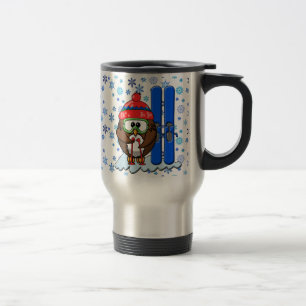 skier owl travel mug