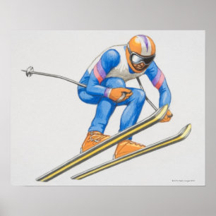 Skier Performing Jump Poster