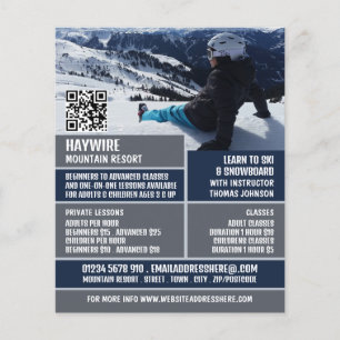 Skier Portrait, Ski/Snowboarding Lessons/Classes Flyer