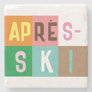 Skier Retro Après Ski Color Blocks     Stone Coaster