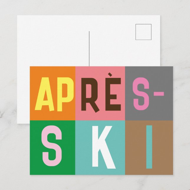 Skier Retro Après Ski Colour Blocks    Postcard (Front/Back)