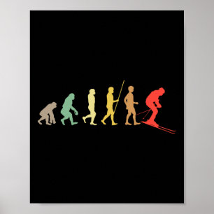 Skier Retro Skiing Ski Downhill Winter Sport Enthu Poster