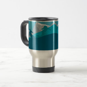 Skier Silhouette All Mountain Skiing Travel Mug