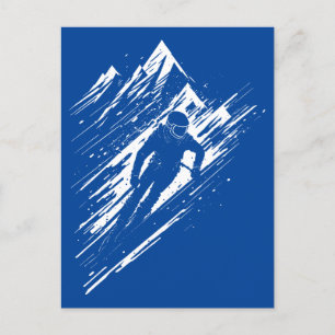 Skier Silhouette Graphic Art Postcard