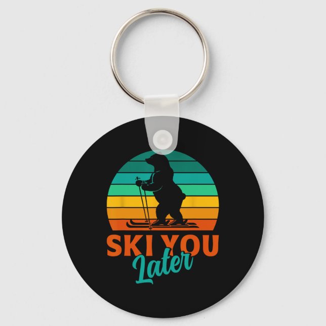 Skier Ski You Later Funny Skiing Kids  Keychain (Front)