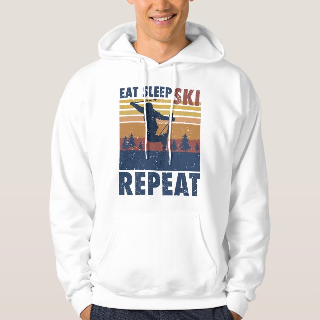 Skier Skiing Funny Saying Gift Hoodie (Front)