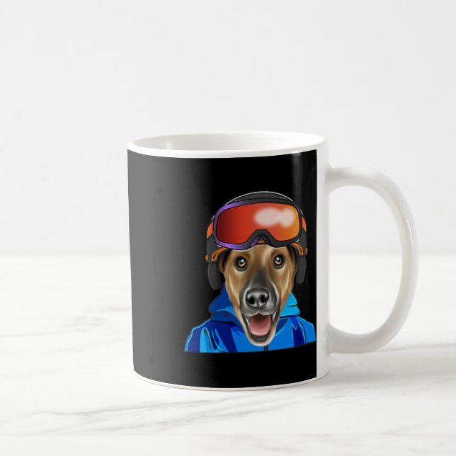 Skier Smooth Fox Terrier Snowboarding Pocket  Coffee Mug (Right)