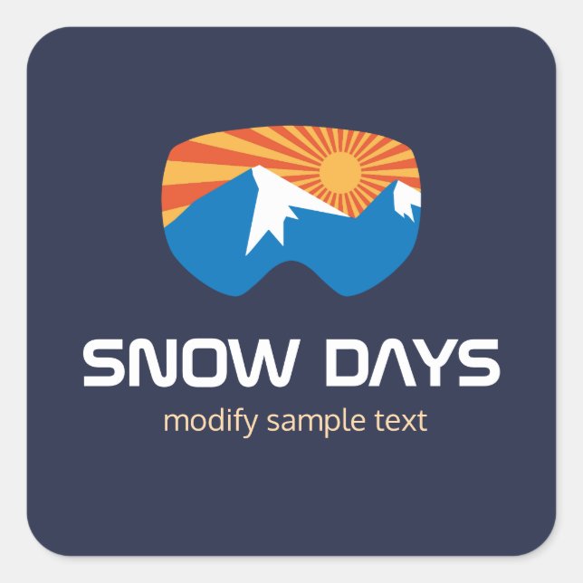 Skier Snow Goggles Skiing Mountain Business Card  Square Sticker (Front)