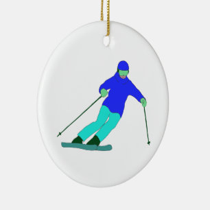 Skier Snow Skiing    Latte Mug Ceramic Ornament